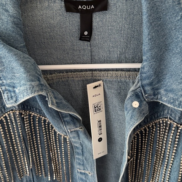 Aqua Denim Jacket with Silver Accents - Picture 3 of 5